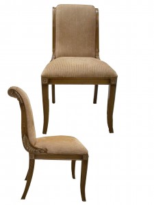 Georgian Side Chair. Mocca with silver accent.MC gold&grey stripes