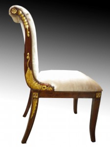 Georgian Side Chair.Antique with gold leaf accent.Gold Conserto Velvet