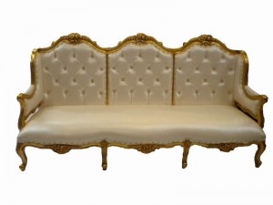 Mawar Sofa 3 seater.Gold Leaf.PVC Korea White Pearl