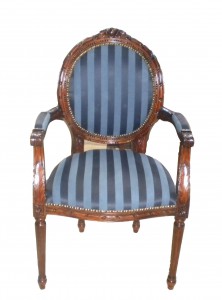 New Euro Arm Chair.Antique.Stripes Blue