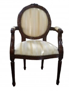New Euro Arm Chair.Antique.Stripes Ivory