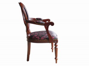 Ovale Arm Chair.Light Tea.Semi gloss top coat.Korea black&red fabric 2