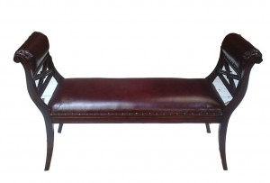 Pirenche Stool 2 seater.Antique.Leather DK. Cognac Shiny