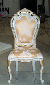 Silik DC. ( Wider seat ) ivory with gold leaf accent.Levina 9 fabric 1