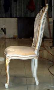 Silik DC. ( Wider seat ) ivory with gold leaf accent.Levina 9 fabric 2
