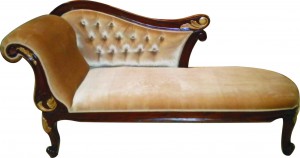 Valence Small Chaise Lounge W. 180 cm.Antique with painted gold.Gold  conserto with Acrylic Button