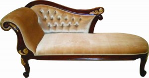 Valence Small Chaise Lounge w. 180 cm.antique with painted gold accent.Gold conserto